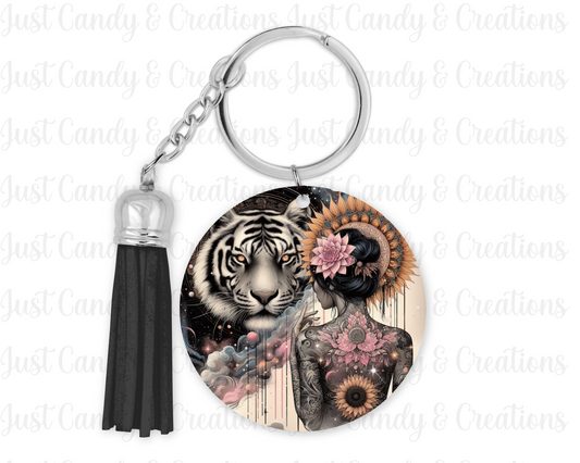 Girl & Tiger Keychain Decal