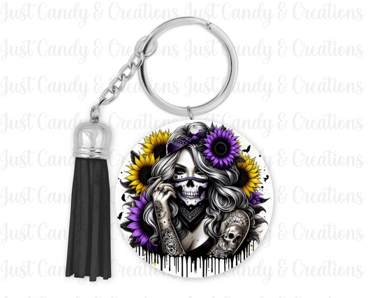 Bandana Girl Purple Keychain Decal