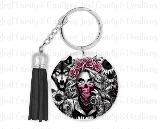 Girl & Wolf Keychain Decal