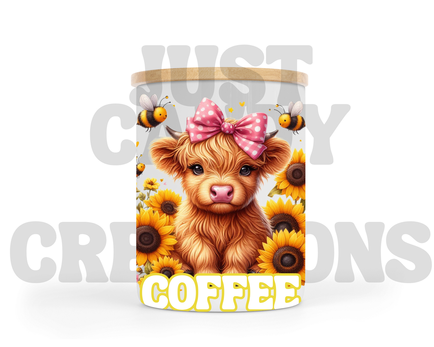 Sunflower Highland Coffee UV DTF Decal