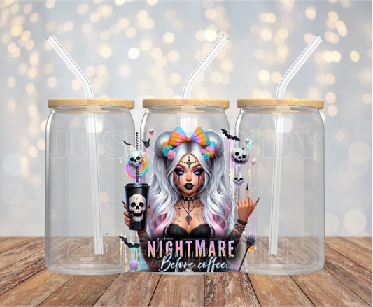 Nightmare Before Coffee UV DTF Decal