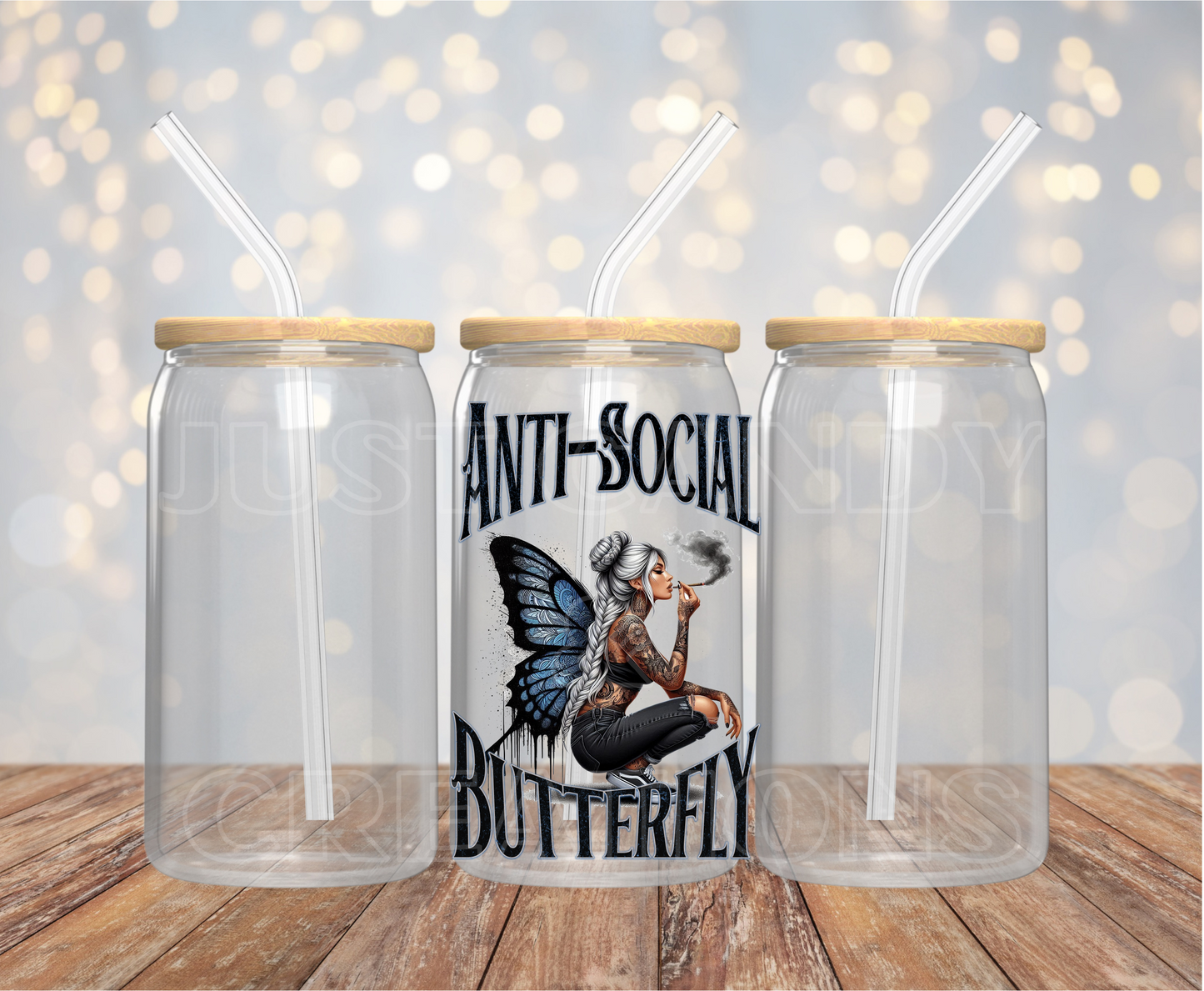 Anti-Social Butterfly UV DTF Decal