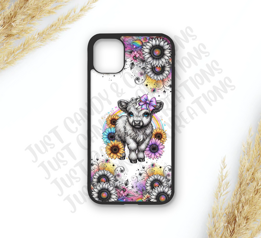 Highland Cow Rainbow Phone Case